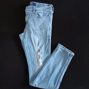Hollister Jeans Skinny Advanced Stretch Denim Light Wash Distressed 30X32(30x30)